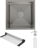 Кухонная мойка Roxen Uno 560210-44 (440*440) сатин под столешницу (с ролл-матом и дозатором)