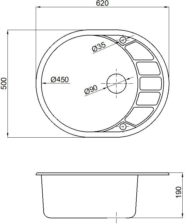 Кухонная мойка Marblan Ovata R (серебристый) Кухонная мойка Marblan Ovata R (серебристый)