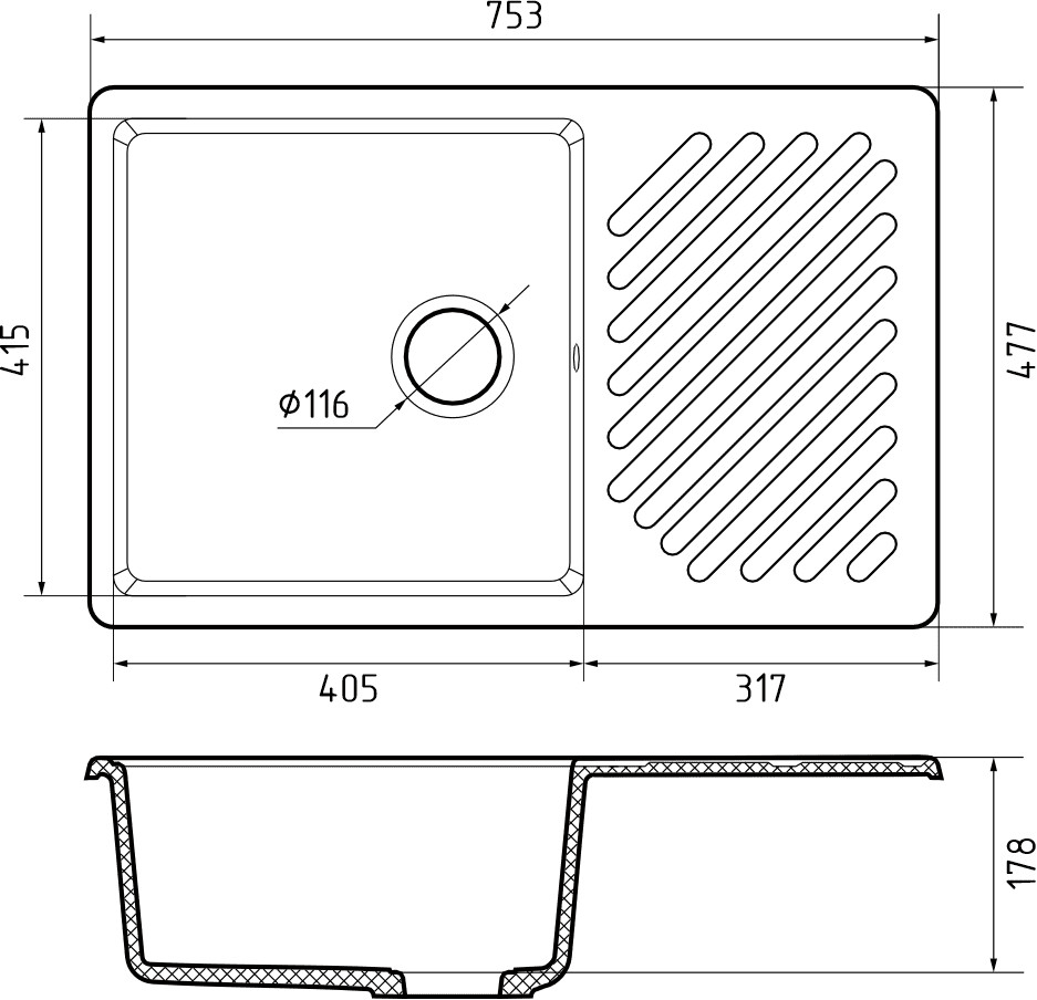 Кухонная мойка GranFest QUARZ GF-ZL52 (черный) Кухонная мойка GranFest QUARZ GF-ZL52 (черный)