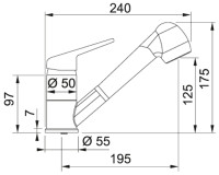 Смеситель Franke Novara Plus графит (с выдвижным шлангом)