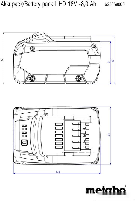 Аккумулятор для инструмента Metabo 625549000 (18В/10 Ah) Аккумулятор для инструмента Metabo 625549000 (18В/10 Ah)