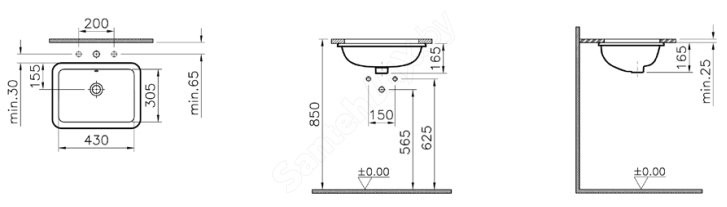 Умывальник Vitra S20 5474B003-0618 Умывальник Vitra S20 5474B003-0618