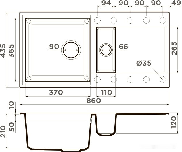 Кухонная мойка Omoikiri Sakaime 86-2-PL [4993203]