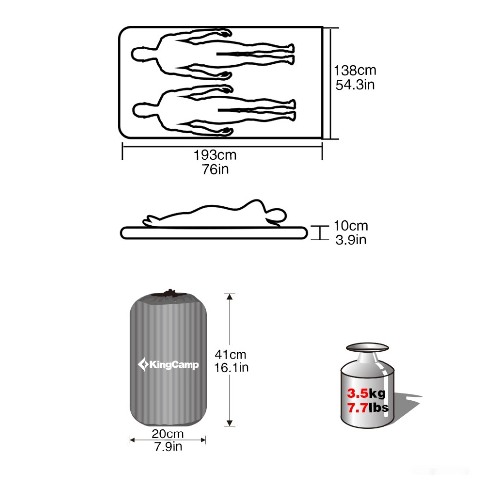 Туристический коврик KingCamp Pump Airbed Double [KM3589]