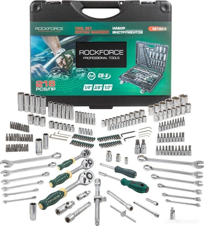 Универсальный набор инструментов RockForce RF-42182-5 (218 предметов) Универсальный набор инструментов RockForce RF-42182-5 (218 предметов)