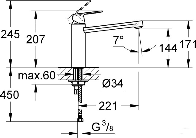 Смеситель Grohe Eurosmart Cosmopolitan 30193000
