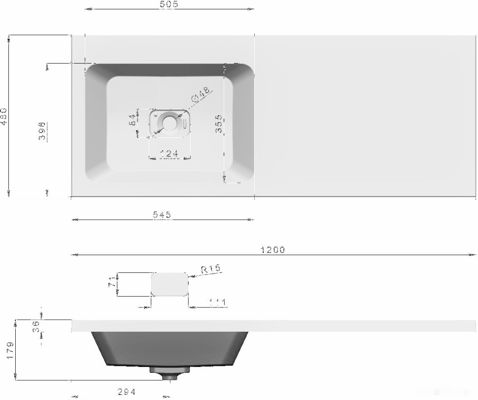 Умывальник Madera Kamilla 120х48 (левый)