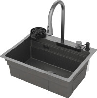 Кухонная мойка Roxen Stage Plus 560250-60-BS многофункциональная 8 в 1 (60*48/текстурная оружейная сталь)