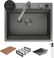 Кухонная мойка Roxen Stage Plus 560250-60-BS многофункциональная 8 в 1 (60*48/текстурная оружейная сталь)
