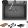 Кухонная мойка Roxen Stage Plus 560250-60-BS многофункциональная 8 в 1 (60*48/текстурная оружейная сталь)
