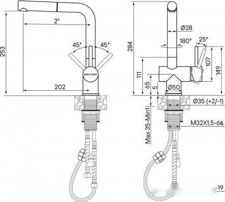 Смеситель Paulmark Dosse Do214418-418 (черный металлик) Смеситель Paulmark Dosse Do214418-418 (черный металлик)