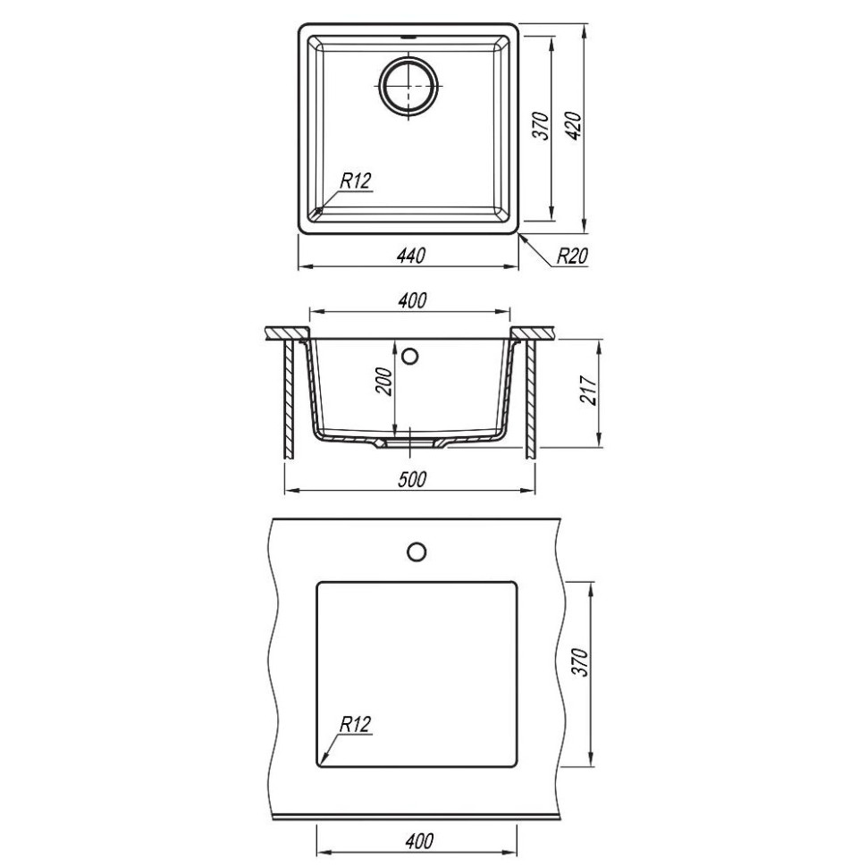 Кухонная мойка Florentina Вега 400 шампань