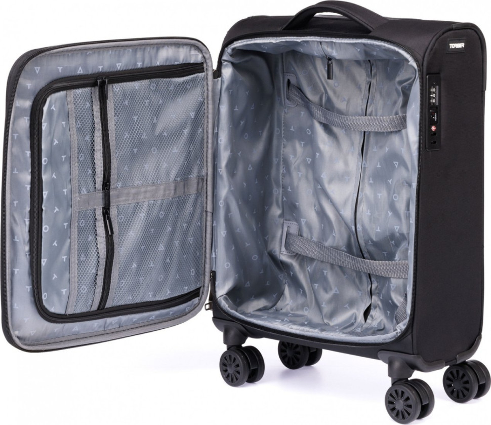 Чемодан-спиннер Torber Brosno T1901S (черный)
