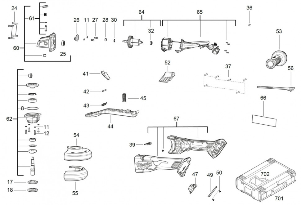 Угловая шлифмашина Milwaukee M18 ONEFSAG 125XPDB-502X Fuel 4933478435 (с 2-мя АКБ)