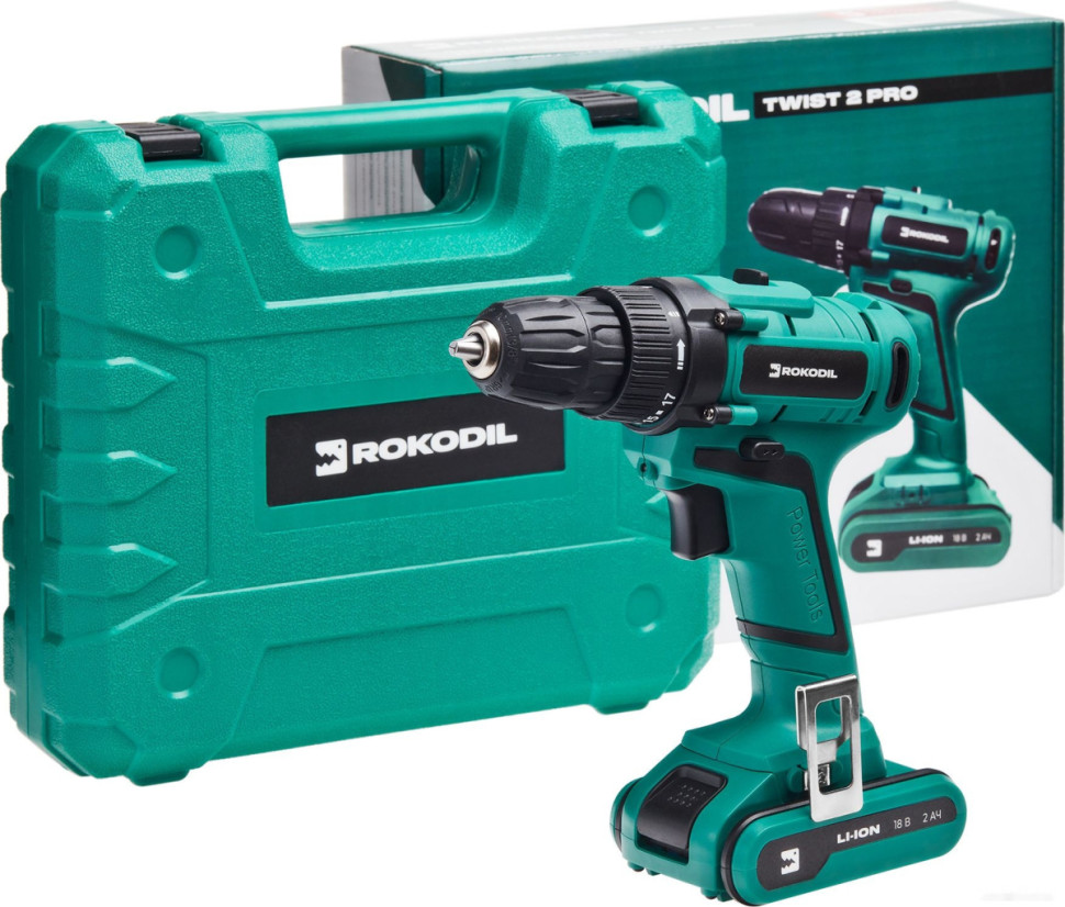 Дрель-шуруповерт Rokodil Twist 2 Pro (с 2-мя АКБ, кейс, оснастка)