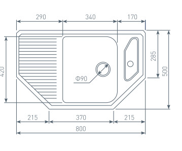 Кухонная мойка Zigmund & Shtain ECKIG 800 (Темная скала) Кухонная мойка Zigmund & Shtain ECKIG 800 (Темная скала)