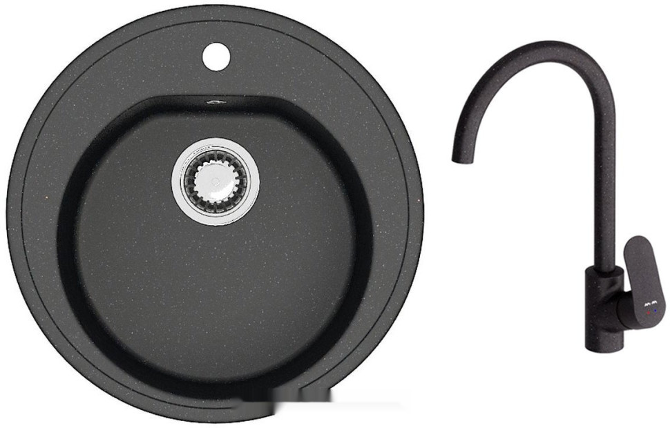 Кухонная мойка Berge BR-5200 + Like F8007122 (черный)
