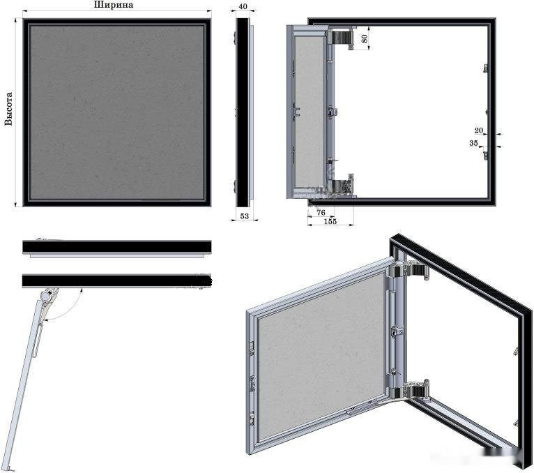 Люк под плитку РусВент Секрет-М (500x700)