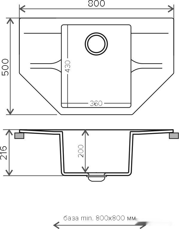 Кухонная мойка Polygran Riff-800 (белый хлопок 36)