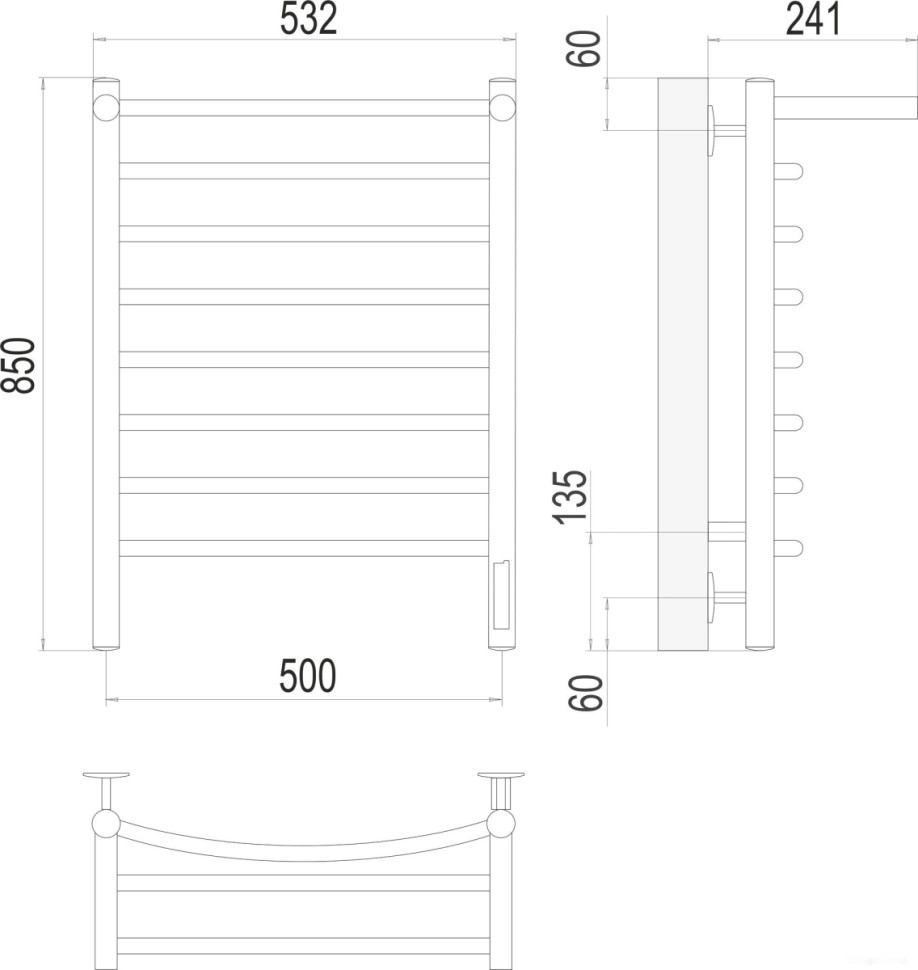 Полотенцесушитель Terminus Классик П8 500x850 с полкой нп электро (хром) Полотенцесушитель Terminus Классик П8 500x850 с полкой нп электро (хром)