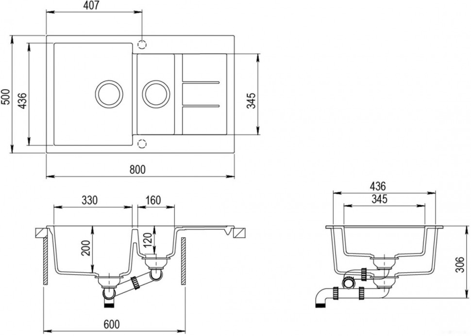 Кухонная мойка AquaSanita Tesa SQT 151 222 AW graphite Кухонная мойка AquaSanita Tesa SQT 151 222 AW graphite