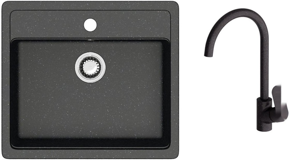 Кухонная мойка Berge BR-5750 + Like F8007122 (черный)
