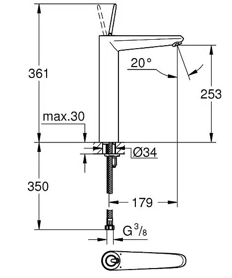 Смеситель Grohe Eurodisc joy 23428000 для раковины Смеситель Grohe Eurodisc joy 23428000 для раковины