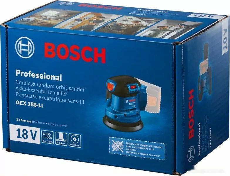 Шлифовальная машина Bosch GEX 185-LI Professional 06013A5020 (без АКБ)