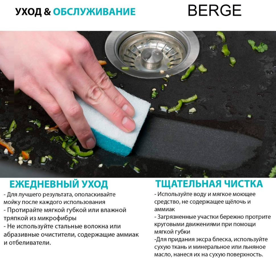 Кухонная мойка Berge BR-5750 (черный матовый) Кухонная мойка Berge BR-5750 (черный матовый)