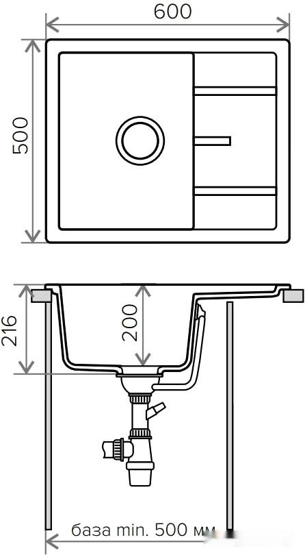 Кухонная мойка Tolero R-107 (серый)