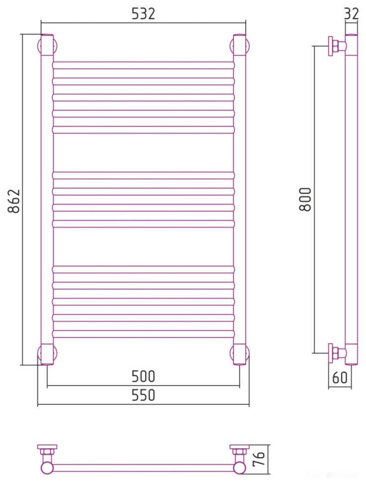 Полотенцесушитель Сунержа Богема+ прямая 800х500 12-0220-8050