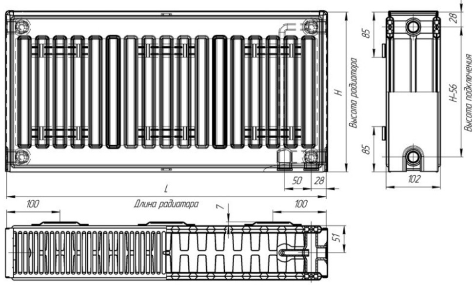 Радиатор Лидея ЛУ 22-507 500x700