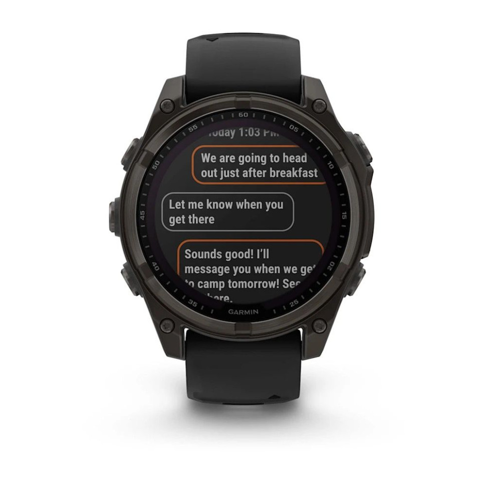 Умные часы Garmin Fenix 8 Solar, Sapphire 47мм (титановый угольно-серый DLC с черным ремешком)
