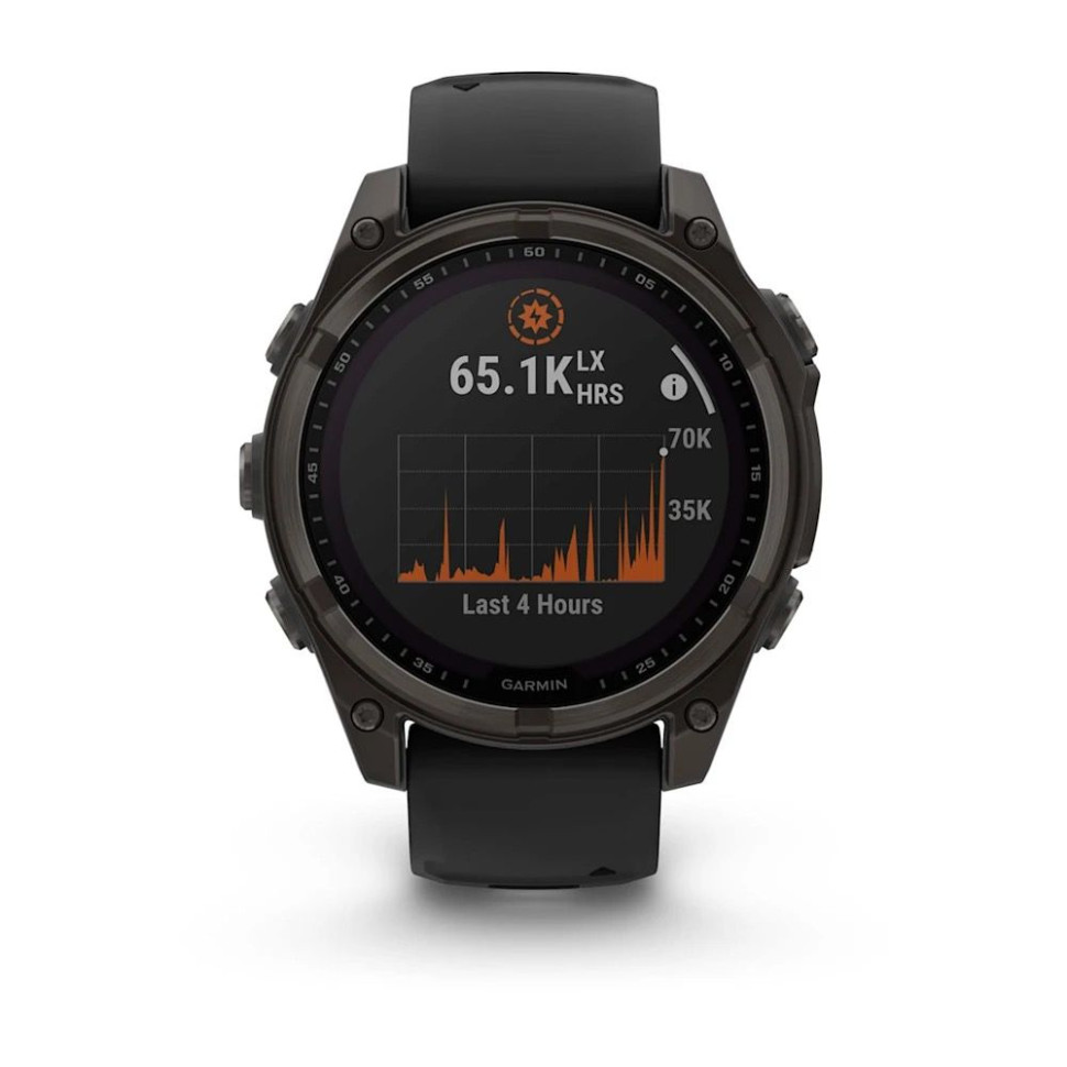Умные часы Garmin Fenix 8 Solar, Sapphire 47мм (титановый угольно-серый DLC с черным ремешком)