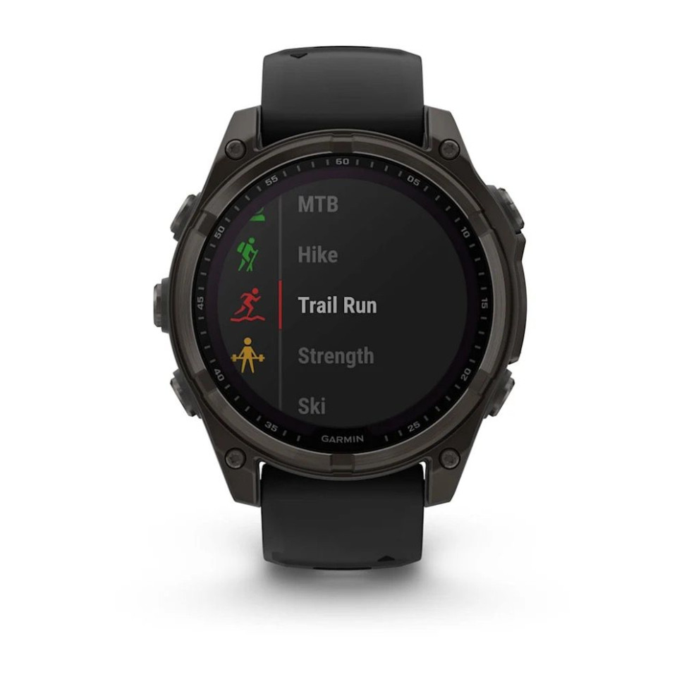 Умные часы Garmin Fenix 8 Solar, Sapphire 47мм (титановый угольно-серый DLC с черным ремешком)