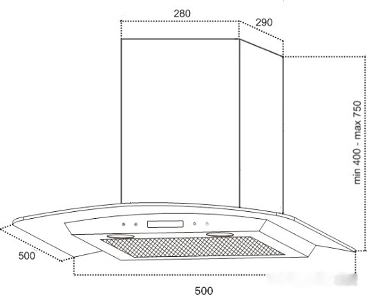 Вытяжка Germes Alt sensor led 50 (нержавеющая сталь) Вытяжка Germes Alt sensor led 50 (нержавеющая сталь)