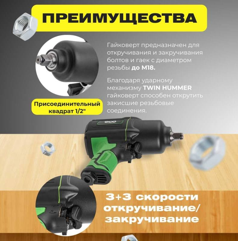 Пневмогайковерт Eco AIW-1500S Пневмогайковерт Eco AIW-1500S