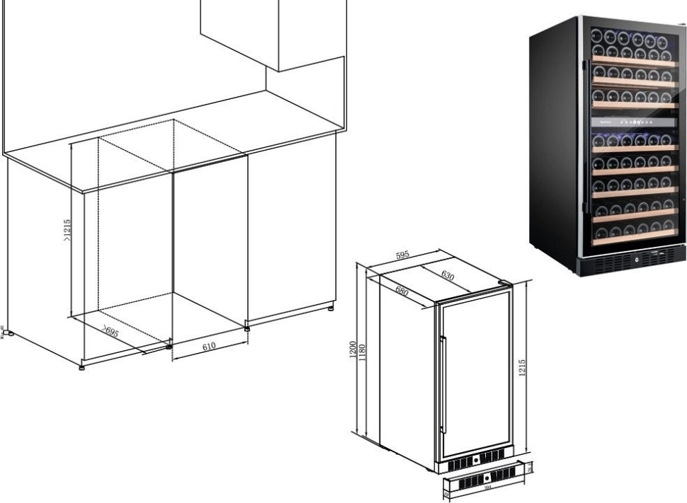 Винный шкаф Temptech WP120DCB Винный шкаф Temptech WP120DCB