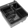 Кухонная мойка Basic CL DS Decor 45x50 (черный, коландер, дозатор)
