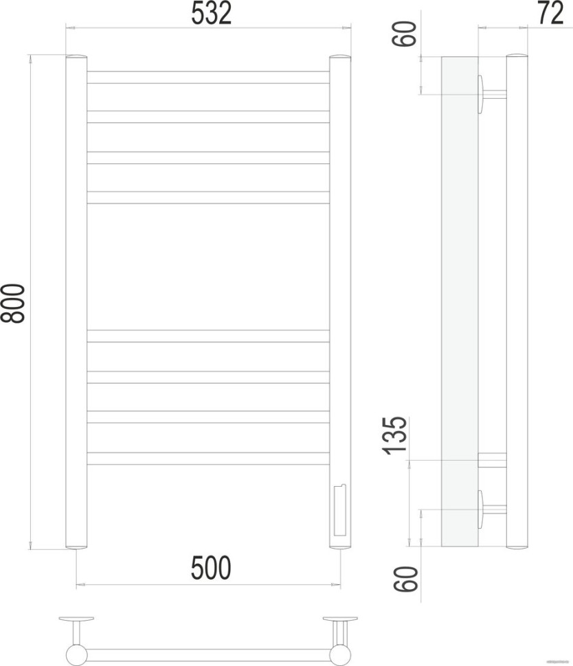 Полотенцесушитель Terminus Аврора П8 500x800 КС 9003 электро (белый) Полотенцесушитель Terminus Аврора П8 500x800 КС 9003 электро (белый)