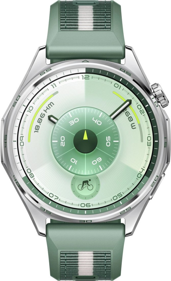 Умные часы Huawei Watch GT 6 46 мм (серебристый, с зеленым плетеным ремешком, международная версия)