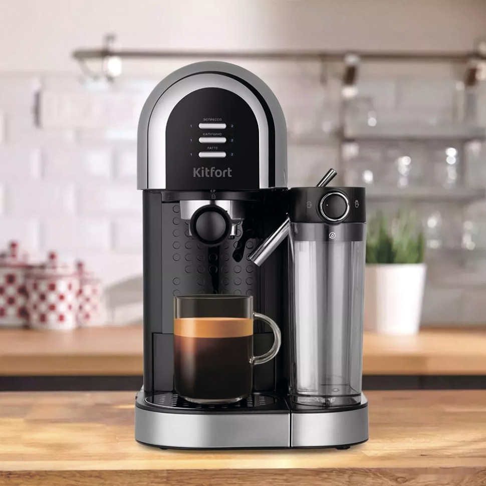 Рожковая помповая кофеварка Kitfort KT-7112 Рожковая помповая кофеварка Kitfort KT-7112