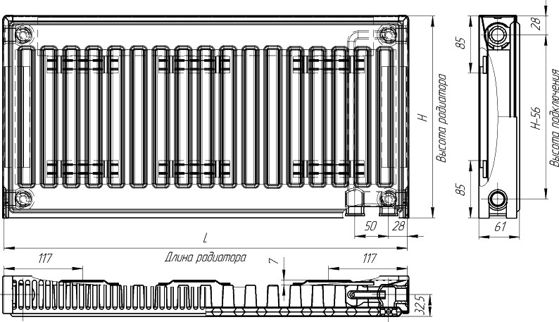 Радиатор Лидея ЛК 11-509 тип 11 500x900