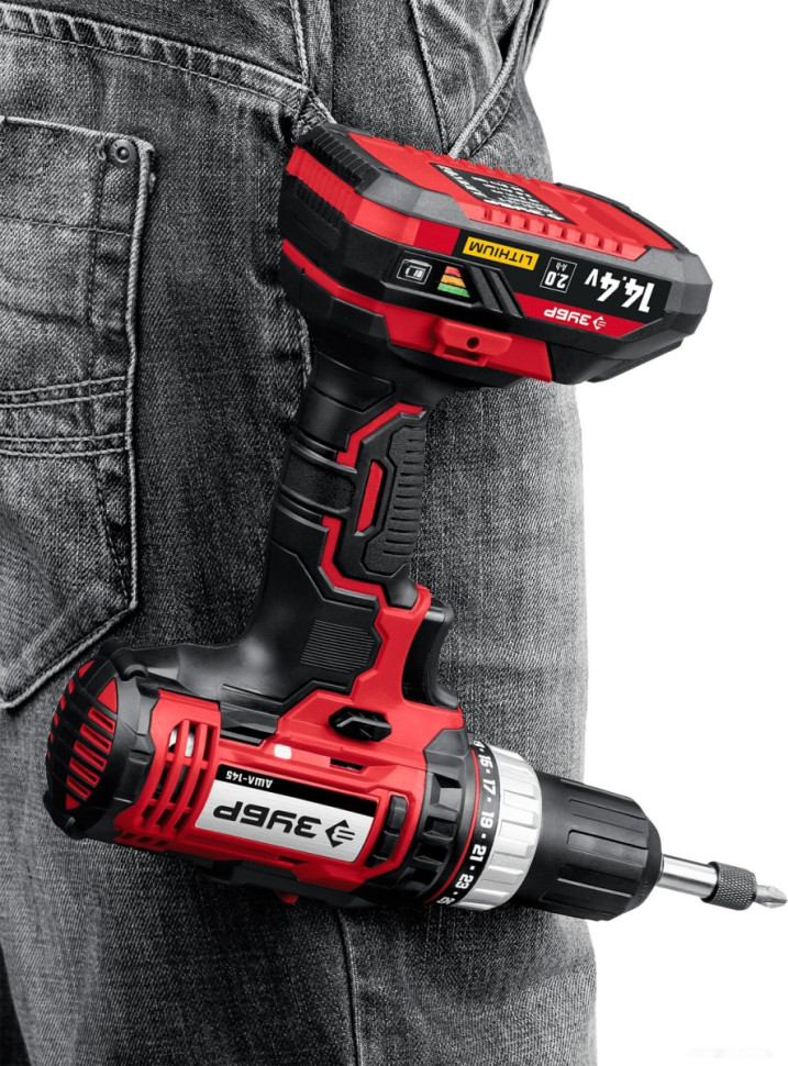 Дрель-шуруповерт ЗУБР Мастер ДШЛ-145-22 (с 2-мя АКБ, кейс) Дрель-шуруповерт ЗУБР Мастер ДШЛ-145-22 (с 2-мя АКБ, кейс)