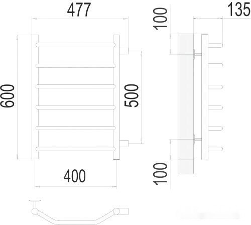Полотенцесушитель Terminus Классик П6 400x600 бп (хром) Полотенцесушитель Terminus Классик П6 400x600 бп (хром)