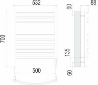 Полотенцесушитель Terminus Классик П9 500x700 бп электро (хром)