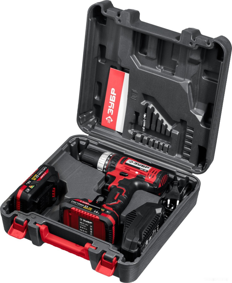 Дрель-шуруповерт ЗУБР Мастер ДШЛ-185-22 (с 2-мя АКБ, кейс)