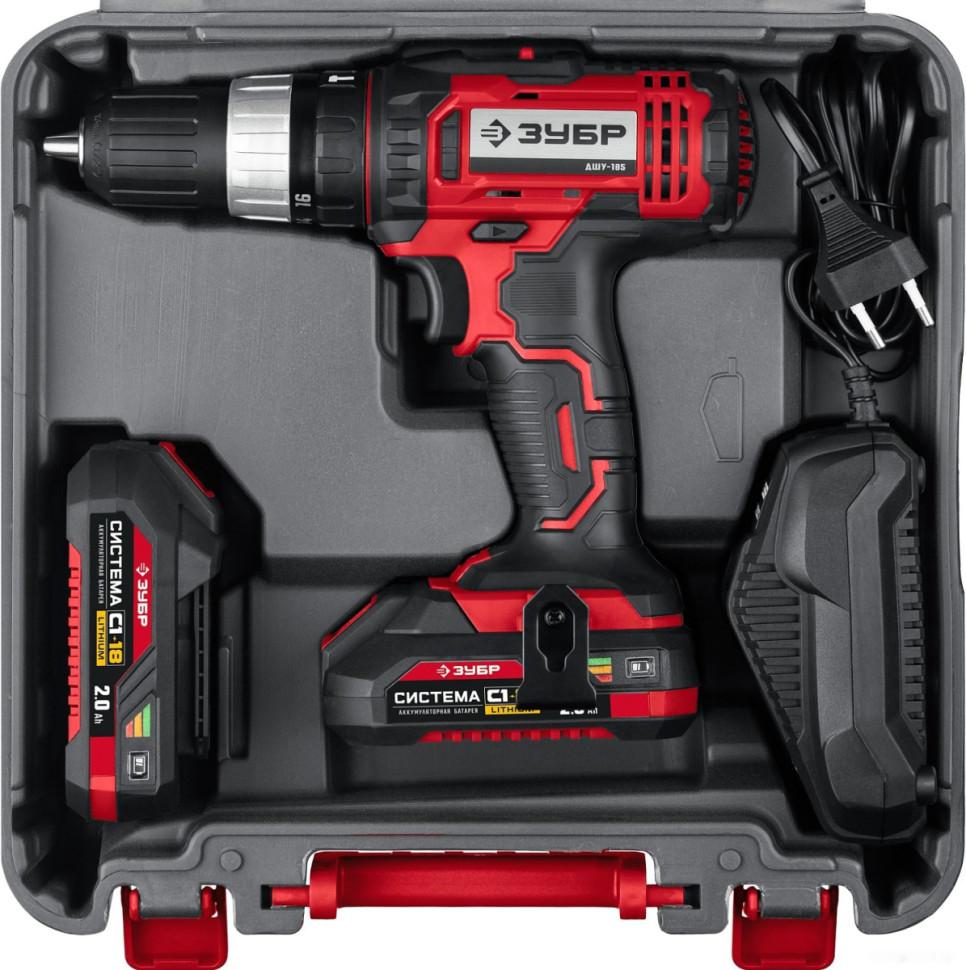 Дрель-шуруповерт ЗУБР Мастер ДШЛ-185-22 (с 2-мя АКБ, кейс)