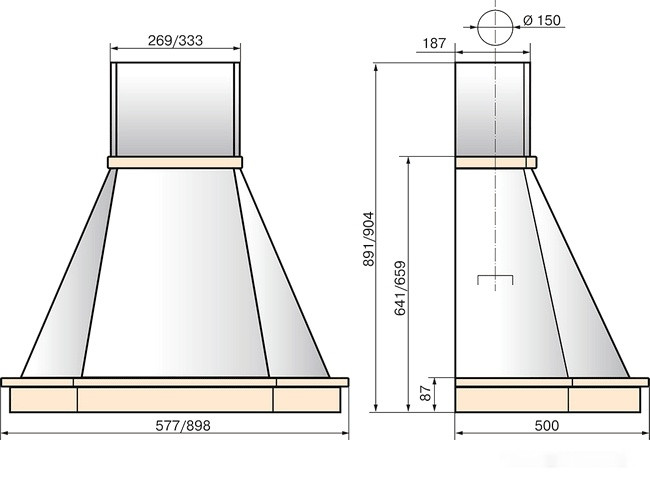 Вытяжка Elikor Камин Грань 60П-650-П3Л (белый/без обрамления)
