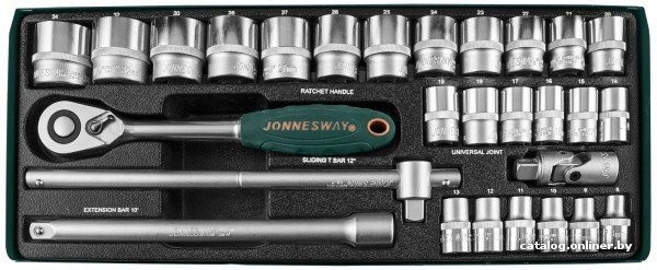 Набор трещотка с головками Jonnesway S04H4728S 28 предметов